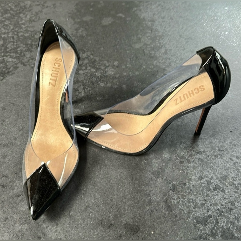 SCHUTZ Cendi Heel in Transparente & Black  Women's Heels 6.5 - Picture 10 of 16